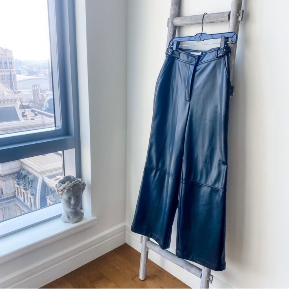Jonathan Simkhai JAIME VEGAN LEATHER WIDE LEG PANT NWT Size 4 $395 MSRP